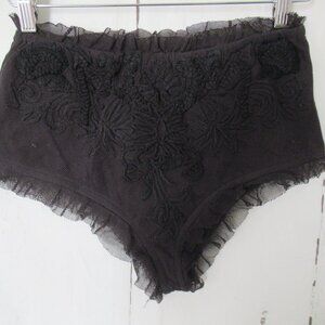 New Free People Panty S Small Black Lace High Waisted Embroidered Ruffle Pin Up